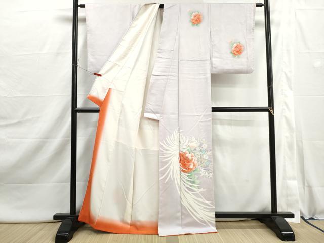 平和屋着物■訪問着 刺繍 草花文 牡丹 乱菊 暈し染め 金糸 正絹 逸品 DABI1954qa