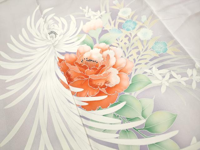 平和屋着物■訪問着 刺繍 草花文 牡丹 乱菊 暈し染め 金糸 正絹 逸品 DABI1954qa