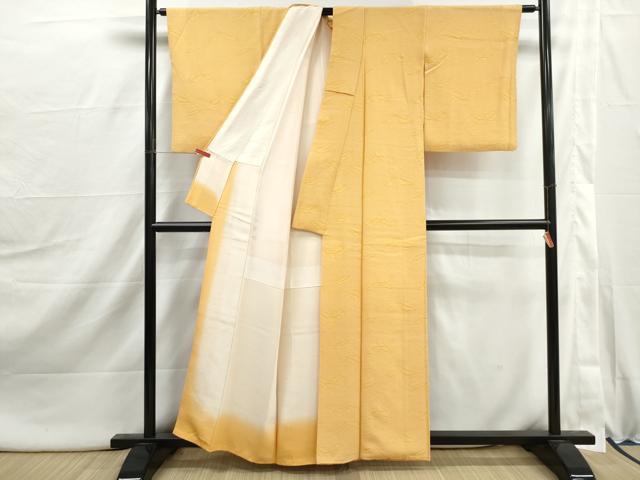 平和屋着物■上質な小紋 舞葉地紋 玉蜀黍色 正絹 逸品 DABI1955qa