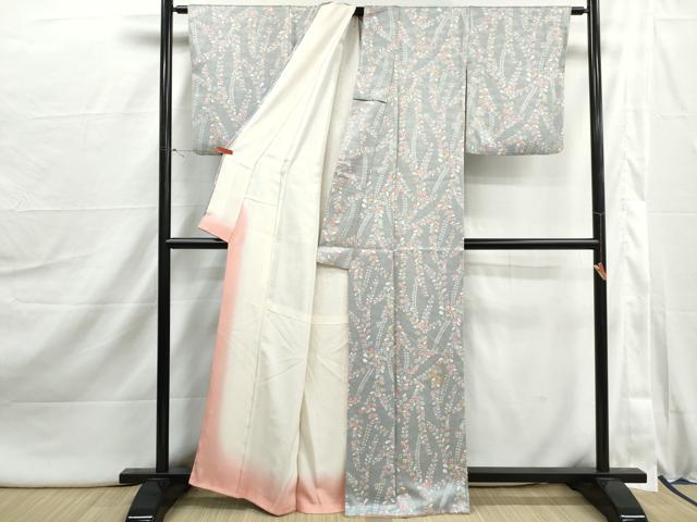 平和屋着物■上質な小紋 絞り 枝葉文 正絹 逸品 DABI1961qa