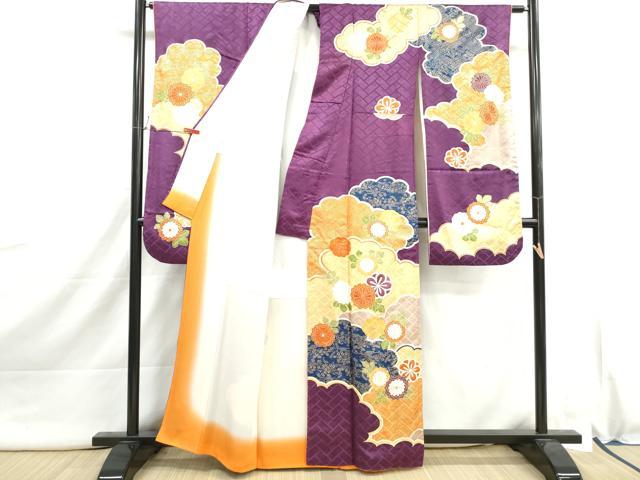 平和屋着物■豪華振袖 刺繍 雲取り草花文 金彩 正絹 逸品 DABI1962qa