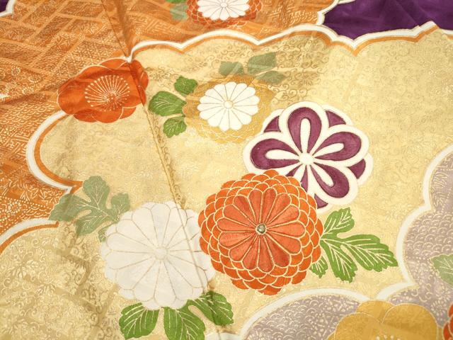 平和屋着物■豪華振袖 刺繍 雲取り草花文 金彩 正絹 逸品 DABI1962qa