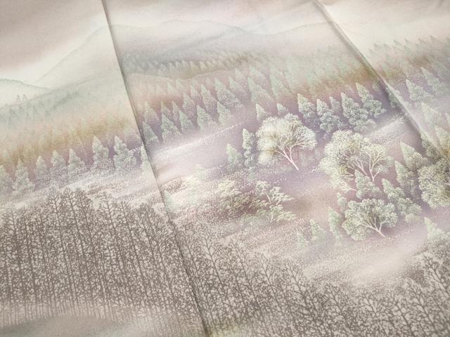 平和屋着物■訪問着 風景樹林文 暈し染め 正絹 逸品 DABI1965qa