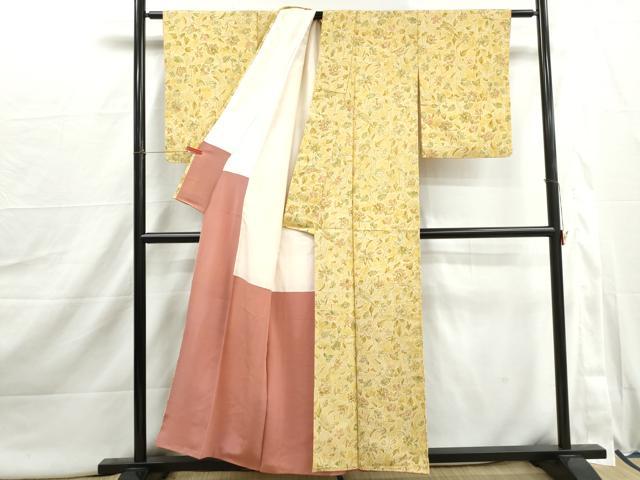 平和屋着物■上質な小紋 更紗花鳥文 正絹 逸品 DABI1969qa
