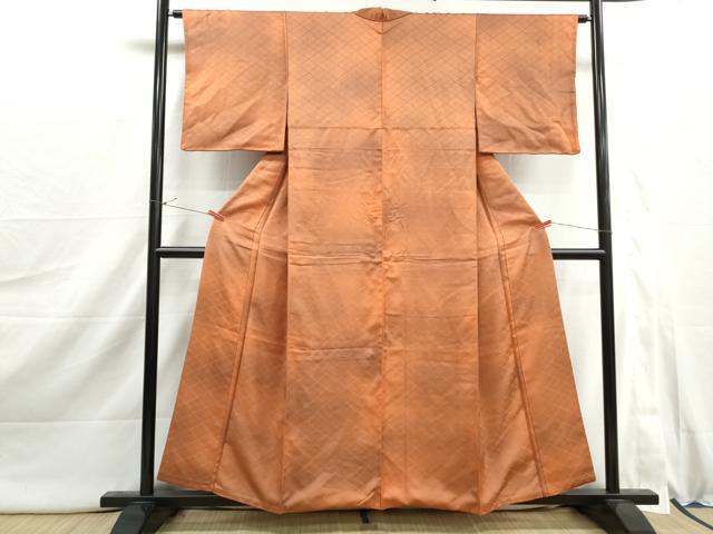 平和屋着物■上質な小紋 霞格子文 暈し染め 正絹 逸品 DABI1976qa