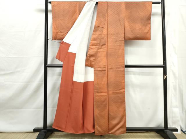 平和屋着物■上質な小紋 霞格子文 暈し染め 正絹 逸品 DABI1976qa