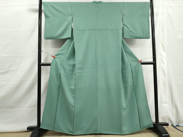 平和屋着物■色無地 霞地紋 若竹色 洗える着物 DABI1992qa