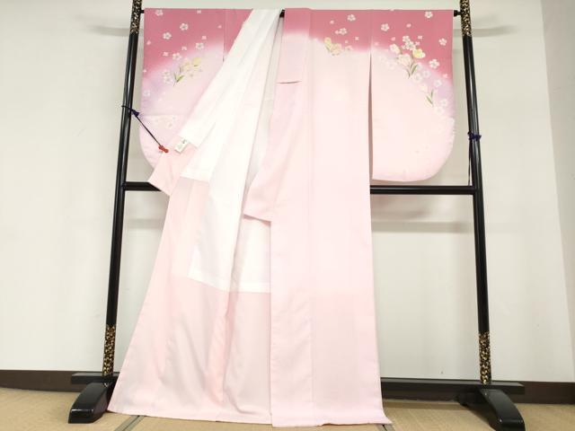 平和屋着物●小振袖 二尺袖 舞花文 暈し染め 金彩 洗える着物 DABI2018ud
