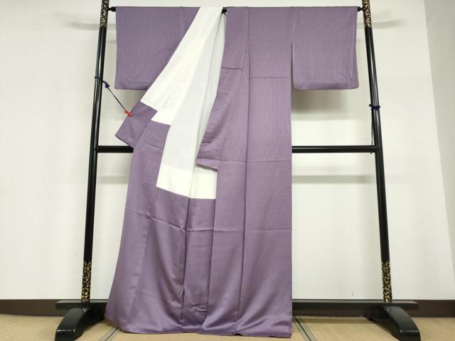 平和屋着物●上質な色無地 文字地紋 二藍色 正絹 逸品 DABI2023ud