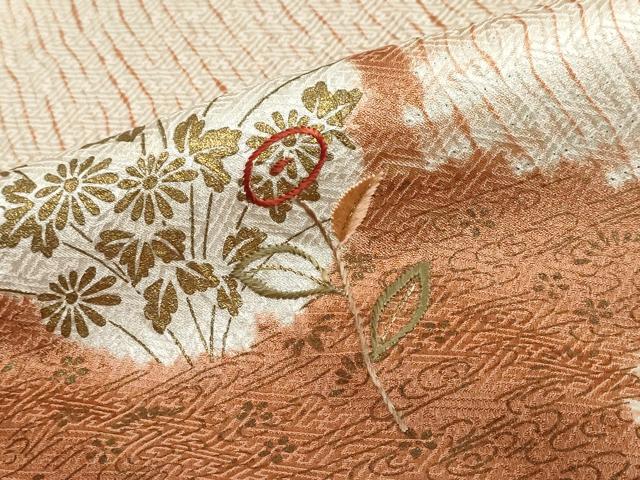 平和屋着物●訪問着 絞り 刺繍 道長草花丸文 金彩 正絹 逸品 DABI2030ud