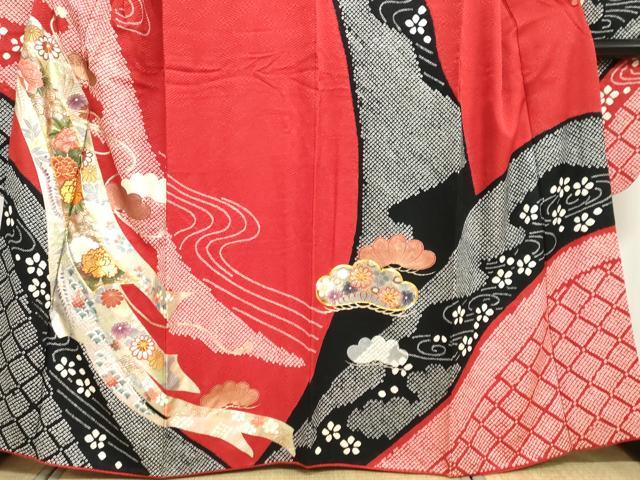 平和屋着物●豪華振袖 絞り 辻が花 暈し染め 銀通し地 正絹 逸品 DABI2033ud