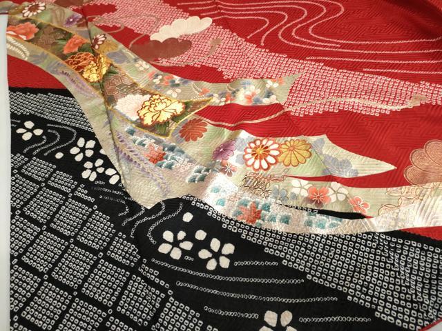 平和屋着物●豪華振袖 絞り 辻が花 暈し染め 銀通し地 正絹 逸品 DABI2033ud