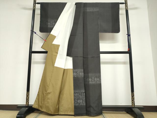 平和屋着物●訪問着 紬地 エジプト壁画文様 正絹 逸品 未使用 DABI2047ud
