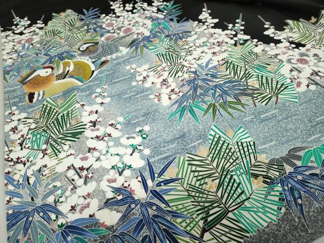 平和屋着物●人間国宝 羽田登喜男 TOKIOetTOKI 黒留袖 鴛鴦草花文 金銀彩 証明書付き 正絹 逸品 DABI2061ud