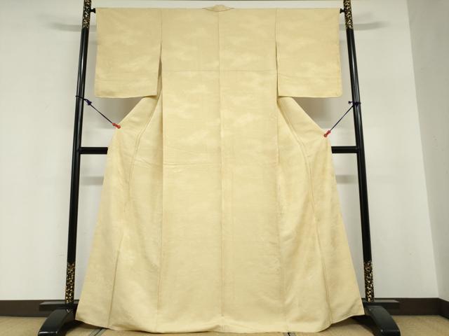 平和屋着物●上質な色無地 流水風景地紋 丁子色 正絹 逸品 DABI2062ud
