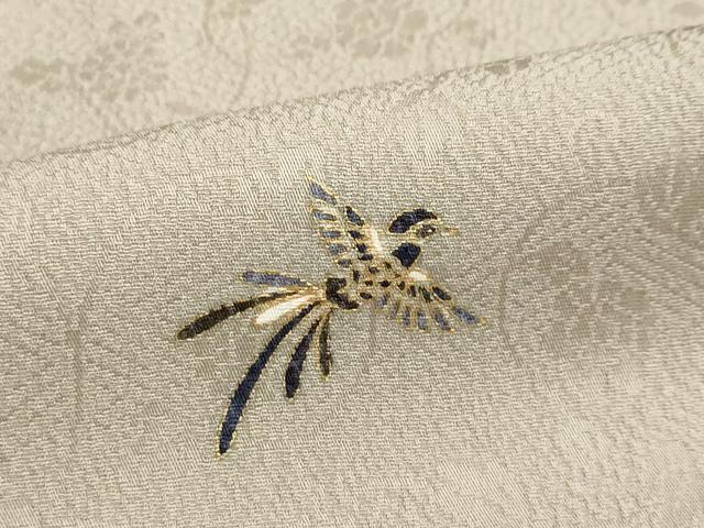 平和屋着物●上質な小紋 刺繍 花鳥文 金彩 正絹 逸品 DABI2078ud