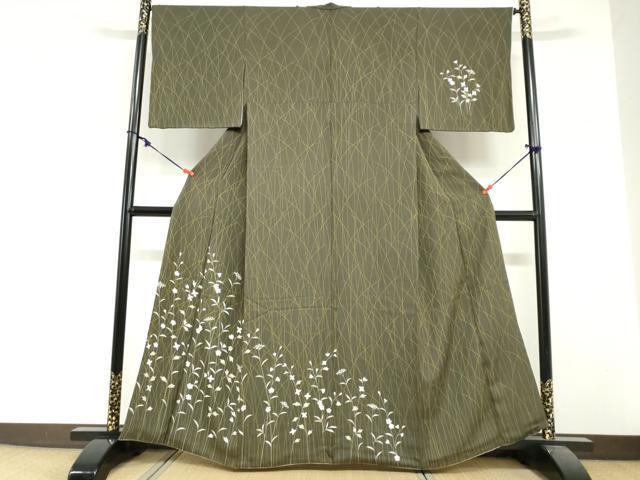 平和屋着物●訪問着 刺繍 草花文 鈴乃屋扱い 正絹 逸品 DABI2081ud