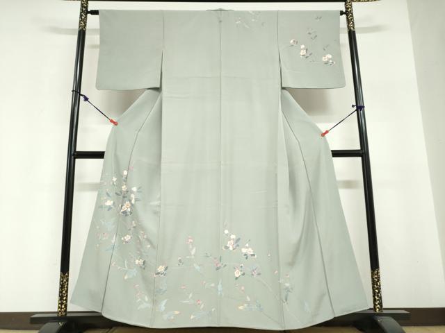 平和屋着物●訪問着 友禅 作家物 草花文 正絹 逸品 DABI2088ud