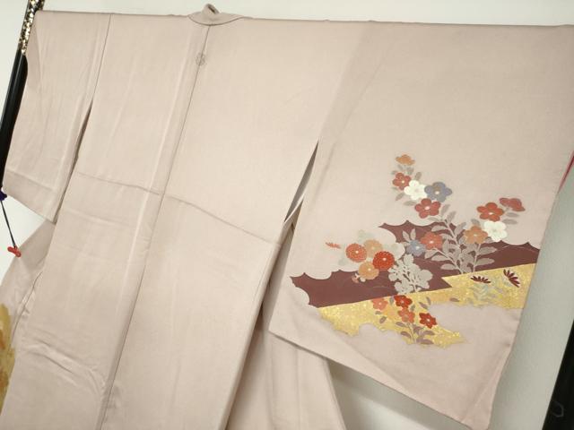平和屋着物●訪問着 刺繍 雲霞草花文 金彩 正絹 逸品 DABI2089ud