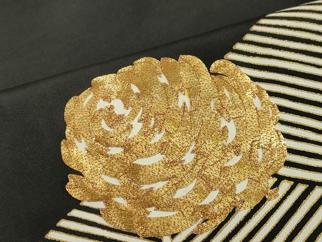 平和屋着物▼豪華黒留袖 駒刺繍 草花文 正絹 逸品 DABI2091ud