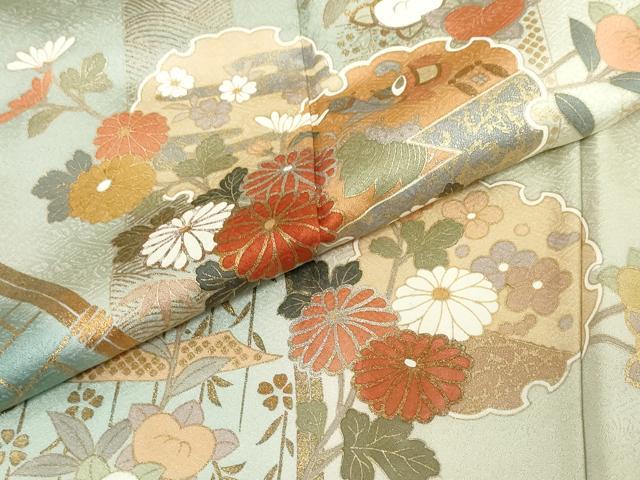 平和屋着物●訪問着 雪輪草花籬文 暈し染め 金銀彩 正絹 逸品 DABI2094ud