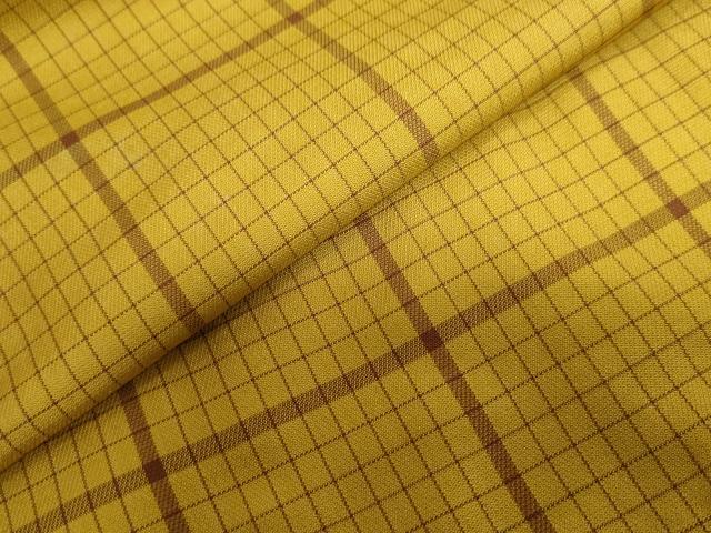 平和屋着物●黄八丈 綾織 格子 正絹 逸品 DABI2095ud