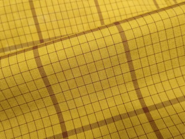 平和屋着物●黄八丈 綾織 格子 正絹 逸品 DABI2095ud