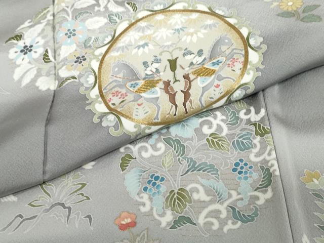 平和屋着物●豪華色留袖 駒刺繍 動物草花丸文 暈し染め 金彩 正絹 逸品 DABI2099ud
