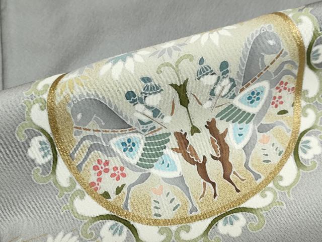 平和屋着物●豪華色留袖 駒刺繍 動物草花丸文 暈し染め 金彩 正絹 逸品 DABI2099ud