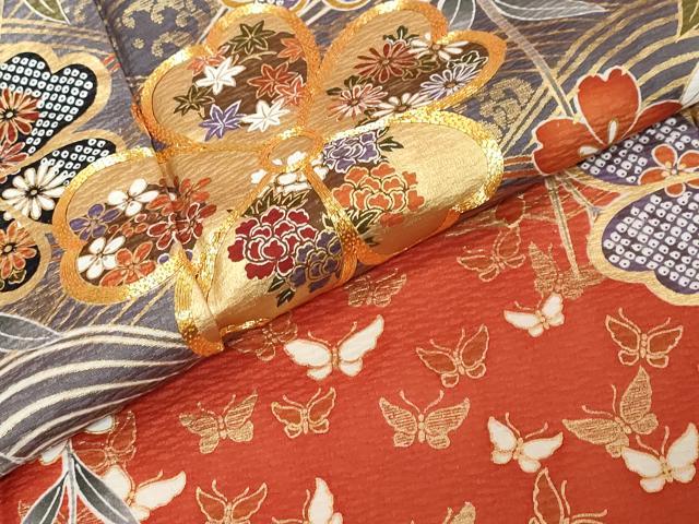 平和屋着物●豪華振袖 駒刺繍 花蝶文 暈し染め 金彩 正絹 逸品 DABI2105ud