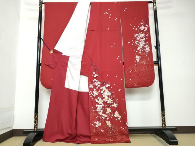 平和屋着物●豪華振袖 駒刺繍 流水枝桜文 金彩 正絹 逸品 DABI2106ud