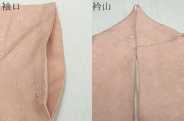 平和屋着物●上質な色無地 雪輪舞花地紋 桃色 さが美扱い 正絹 逸品 DABI2108ud