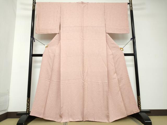 平和屋着物●上質な色無地 雪輪舞花地紋 桃色 さが美扱い 正絹 逸品 DABI2108ud