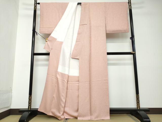 平和屋着物●上質な色無地 雪輪舞花地紋 桃色 さが美扱い 正絹 逸品 DABI2108ud