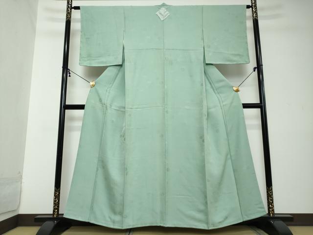平和屋着物●上質な色無地 花尽くし地紋 錆青磁色 正絹 逸品 未使用 DABI2112ud