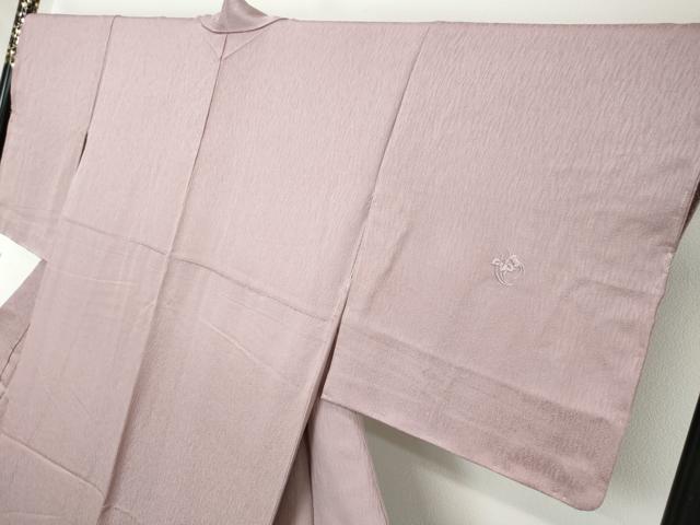 平和屋着物●無地絵羽訪問着 総刺繍 草花丸地紋 薄紅藤色 正絹 逸品 未使用 DABI2123ud