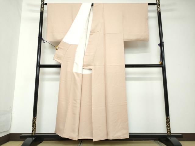 平和屋着物●上質な色無地 花尽くし地紋 薄柿色 正絹 逸品 DABI2126ud