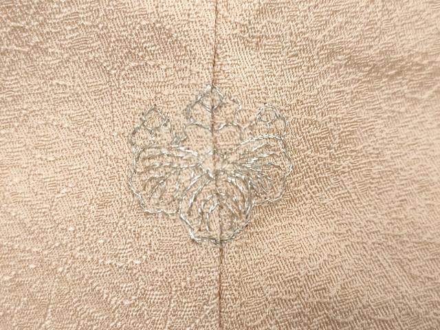 平和屋着物●上質な色無地 花尽くし地紋 薄柿色 正絹 逸品 DABI2126ud