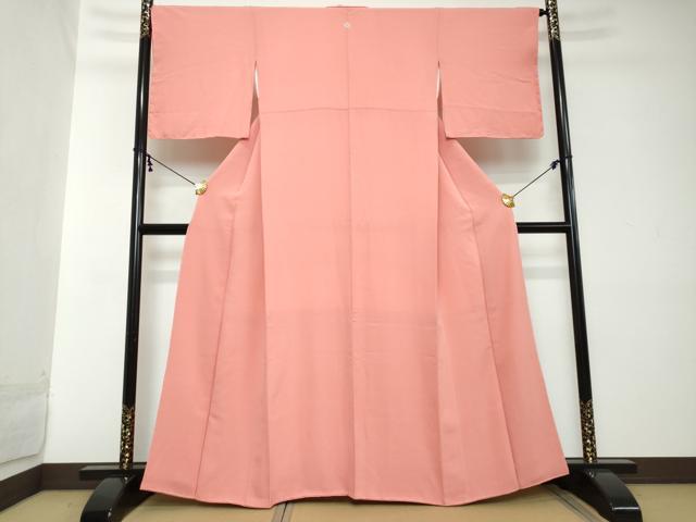 平和屋着物●上質な色無地 甚三紅色 正絹 逸品 未使用 DABI2128ud