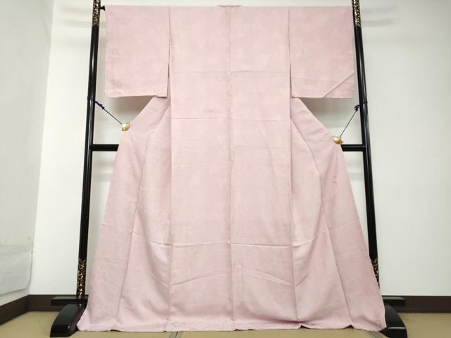 平和屋着物●上質な色無地 毘沙門亀甲地紋 淡紅藤色 ロング丈 正絹 逸品 未使用 DABI2129ud