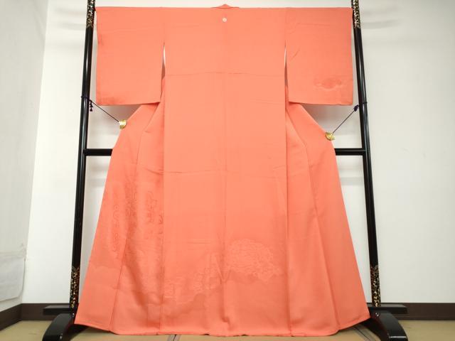 平和屋着物●無地絵羽訪問着 雲取り吉祥花地紋 緋色 正絹 逸品 DABI2131ud