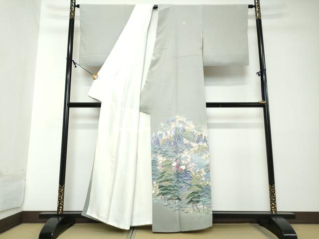 平和屋着物●豪華色留袖 友禅 風景樹林文 正絹 逸品 DABI2137ud