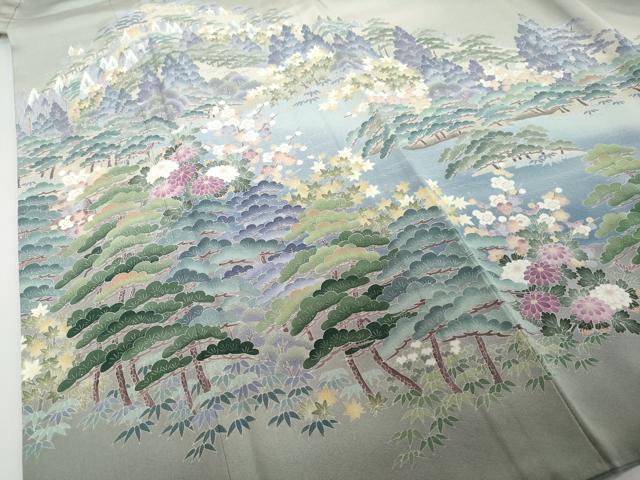 平和屋着物●豪華色留袖 友禅 風景樹林文 正絹 逸品 DABI2137ud