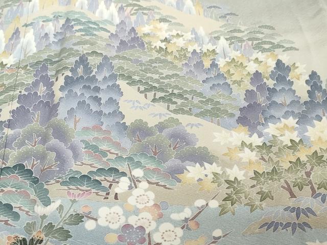 平和屋着物●豪華色留袖 友禅 風景樹林文 正絹 逸品 DABI2137ud