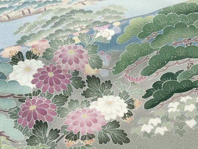 平和屋着物●豪華色留袖 友禅 風景樹林文 正絹 逸品 DABI2137ud