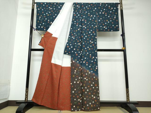 平和屋着物●訪問着 籠の目舞花文 暈し染め 正絹 逸品 DABI2143ud