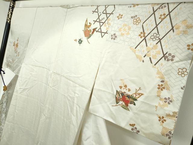 平和屋着物●訪問着 駒刺繍 草花文 金彩 正絹 逸品 DABI2146ud