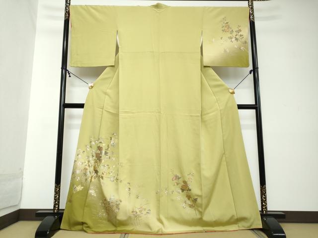 平和屋着物●訪問着 草花文 暈し染め 金銀彩 正絹 逸品 DABI2148ud