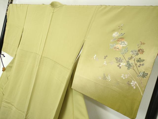 平和屋着物●訪問着 草花文 暈し染め 金銀彩 正絹 逸品 DABI2148ud