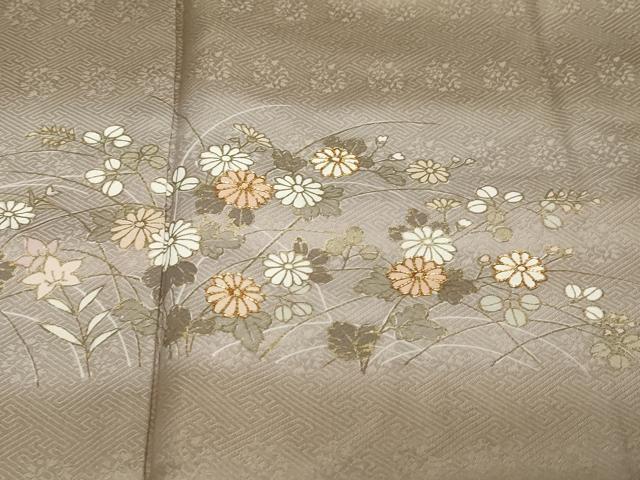 平和屋着物●訪問着 駒刺繍 草花文 暈し染め 金彩 三越扱い 正絹 逸品 DABI2151ud